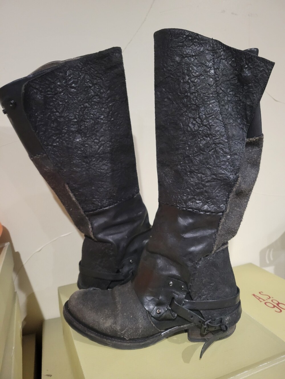 Women's A.S.98 Salvador Black Tall Biker Boots 41